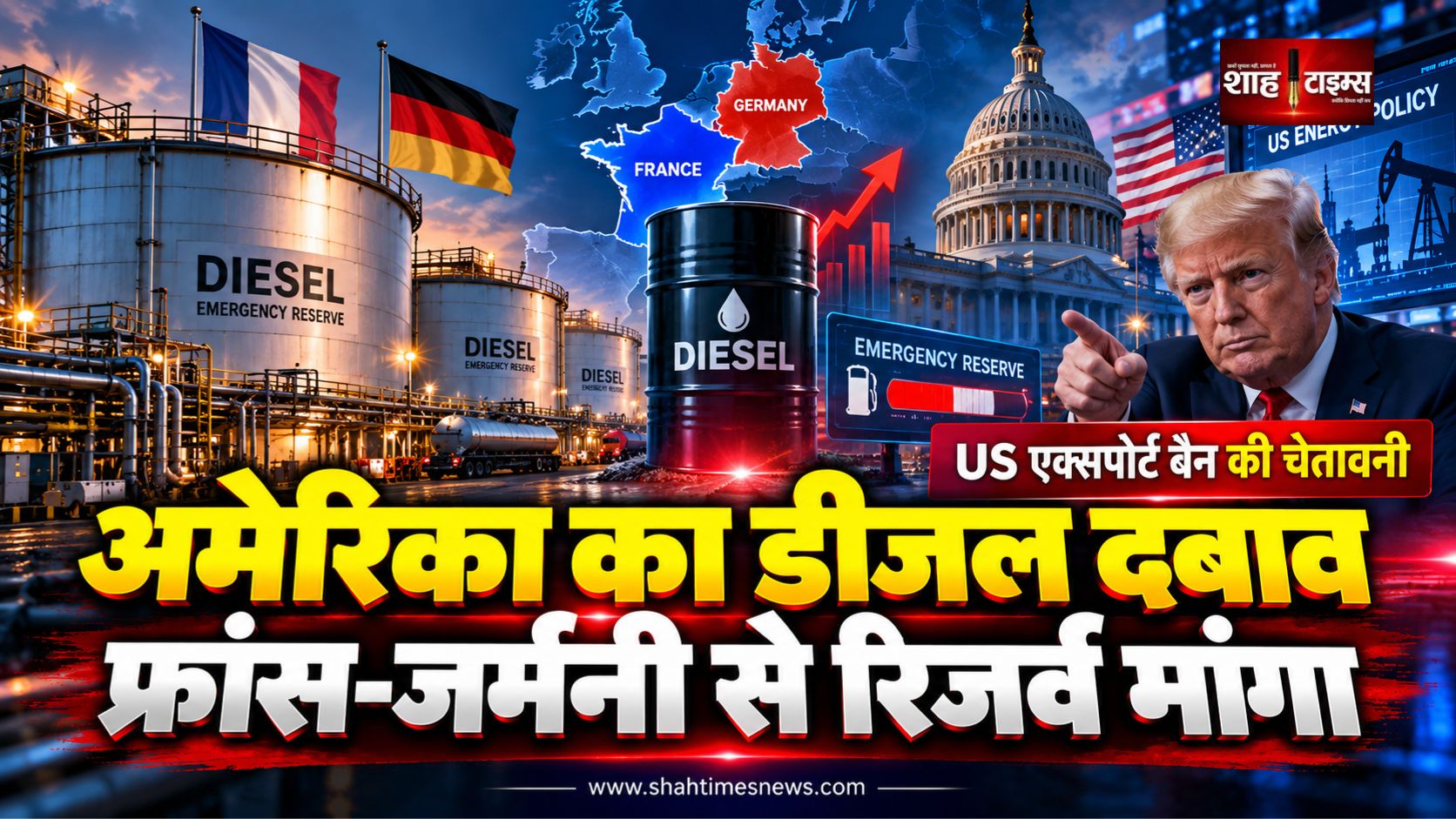 डीज़ल संकट पर अमेरिका का दबाव, फ्रांस-जर्मनी से रिजर्व जारी करने को कहा