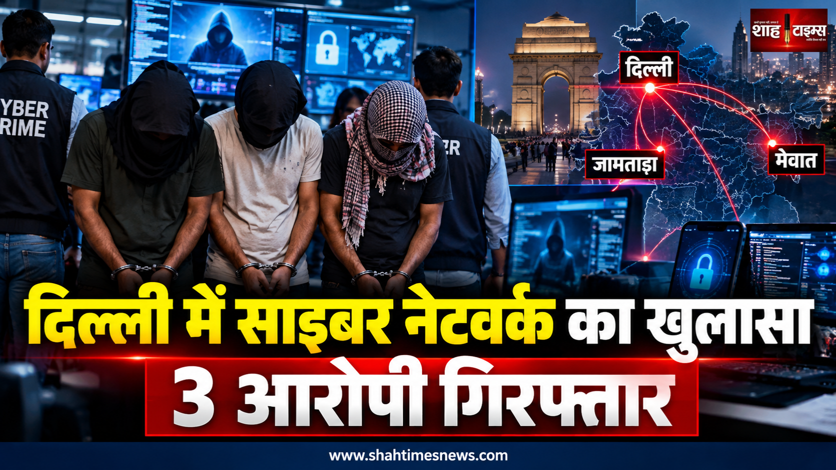 दिल्ली में जामताड़ा-मेवात साइबर फ्रॉड नेटवर्क का खुलासा, 3 आरोपी गिरफ्तार