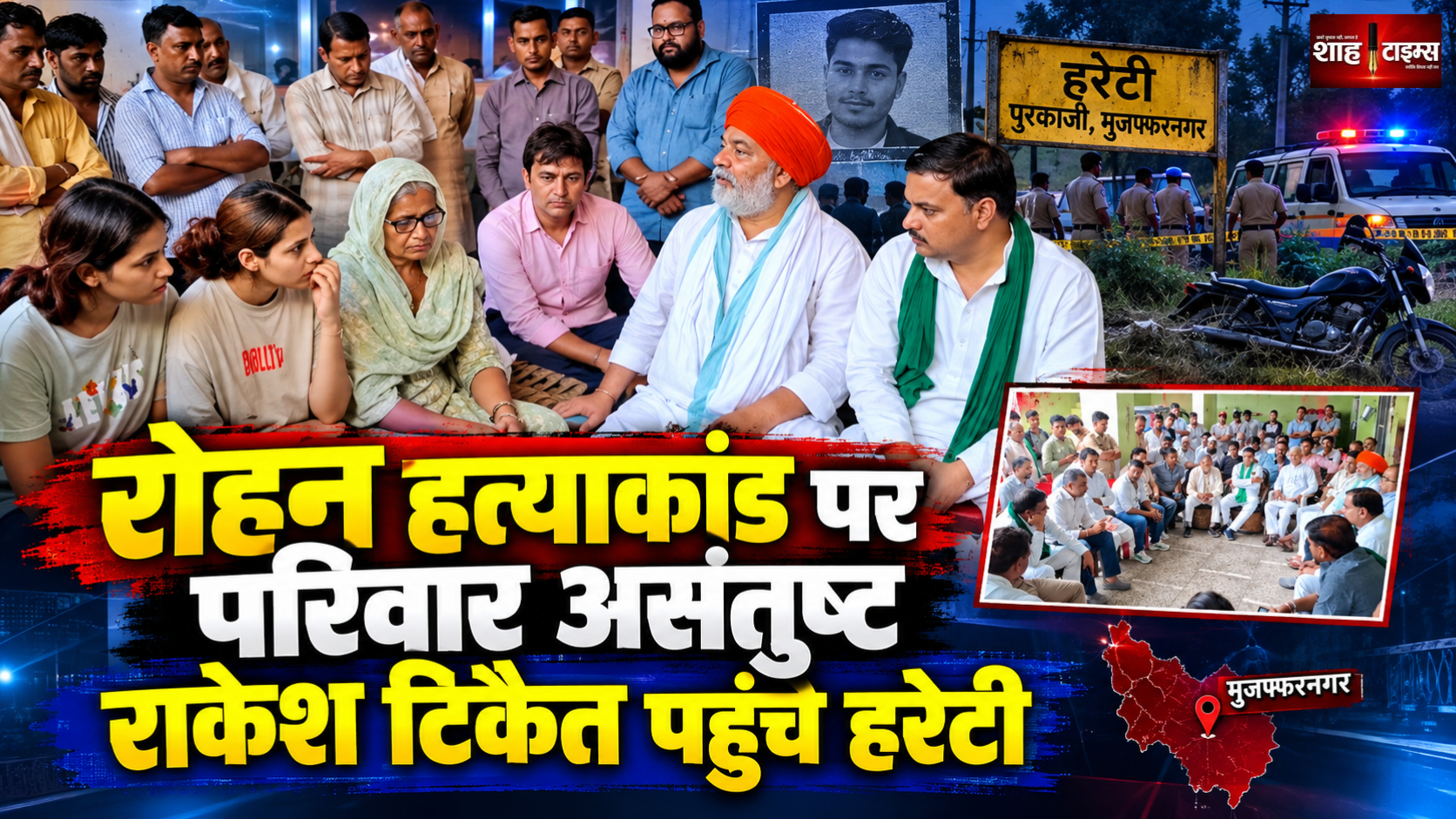 रोहन राठी हत्याकांड: पुलिस खुलासे से परिवार असंतुष्ट, राकेश टिकैत ने परिजनों से की मुलाकात