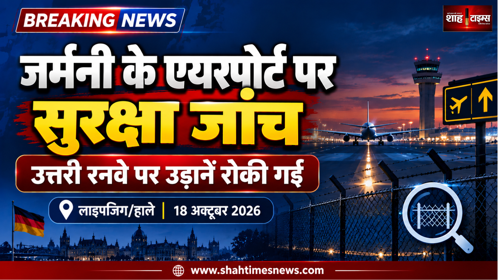 जर्मनी के लाइपज़िग एयरपोर्ट की सुरक्षा बाड़ क्षतिग्रस्त, उत्तरी रनवे पर उड़ानें रोकी गईं